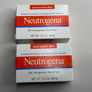 Lot of 2 Neutrogena Transparent Facial Bar Soap Acne-Prone Skin 3.5oz NIB NWT